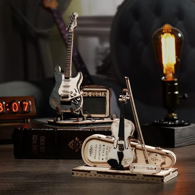 WOODEN 3D VIOLIN PUZZLES, MUSICAL INSTRUMENT MODEL KIT 3D PUZZLES, EDUCATIONAL CRAFT BUILDING TOYS, DESK DECOR/DIY HOBBIES/GIFTS FOR FAMILY AND FRIENDS, GIFTS FOR TEENS AND KIDS TO BUILD - Image 4